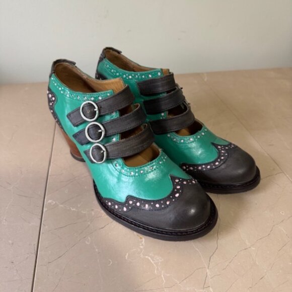 John Fluevog Shoes - John Fluevog East End Kitchener – Custom Teal Repaint – Size 7